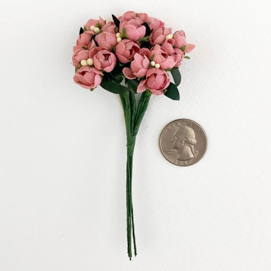 Bundle of Dusty Pink Fabric Flower Buds ~ Austria ~ 1/4"